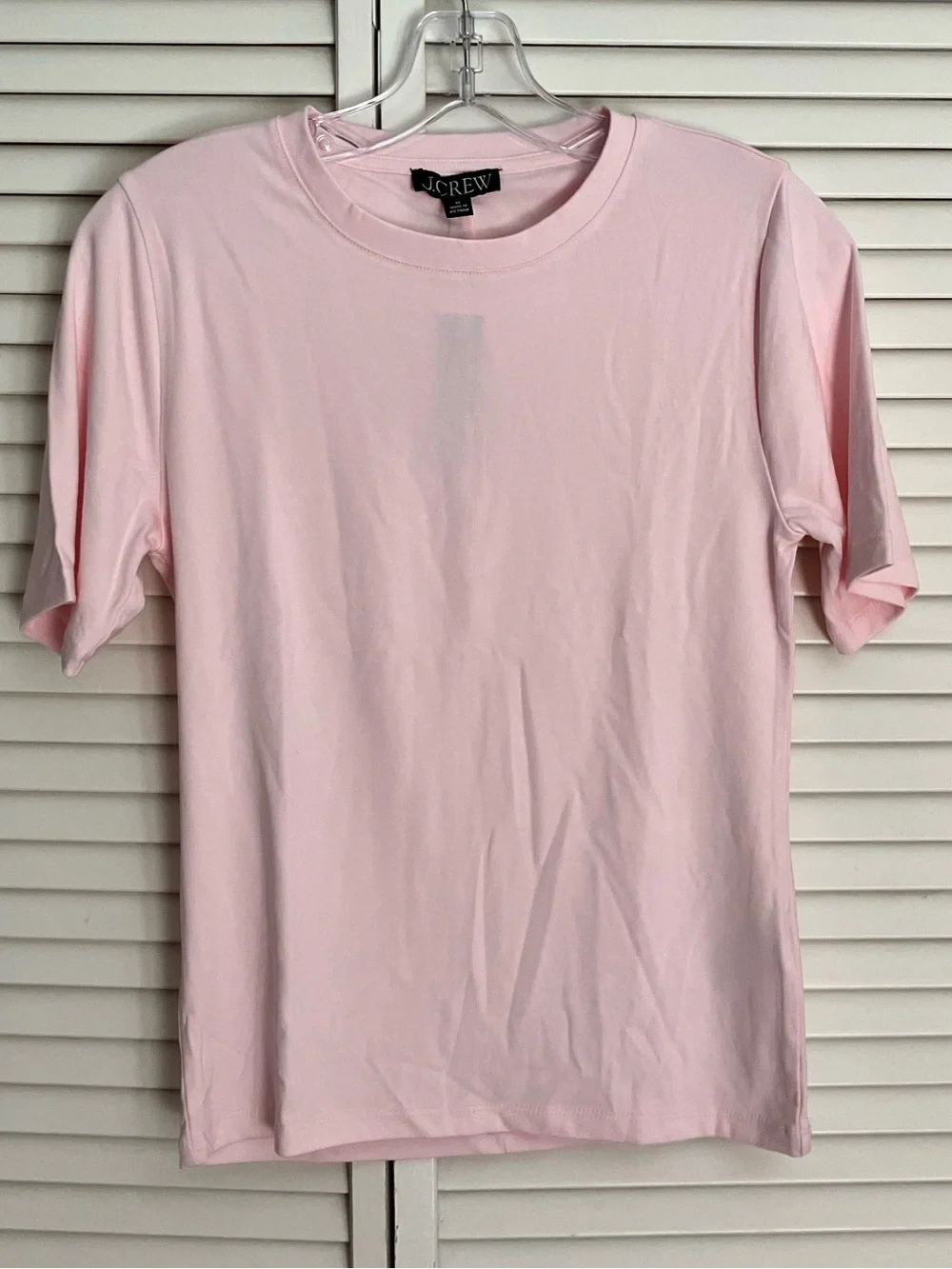 NWT J CREW Refined Rib Crewneck Short Sleeve T-Shirt in White Rose Solid Size M